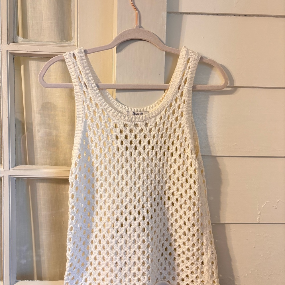 Madewell White Crochet Sweater Vest